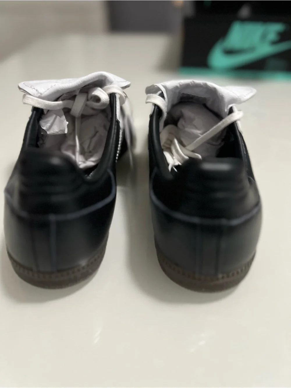 adidas Samba Men’s Black and White Leather Athletic Sneakers